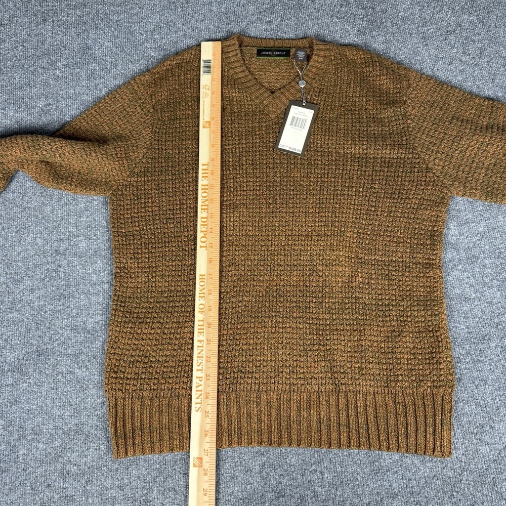 New Joseph Abboud Waffle-Knit Sweater V-Neck‎ Pumpkin Brown Men's Long Sleeve  M - Picture 4 of 6